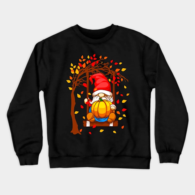 Gnome Fall Autumn Pumpkin Crewneck Sweatshirt by Rengaw Designs